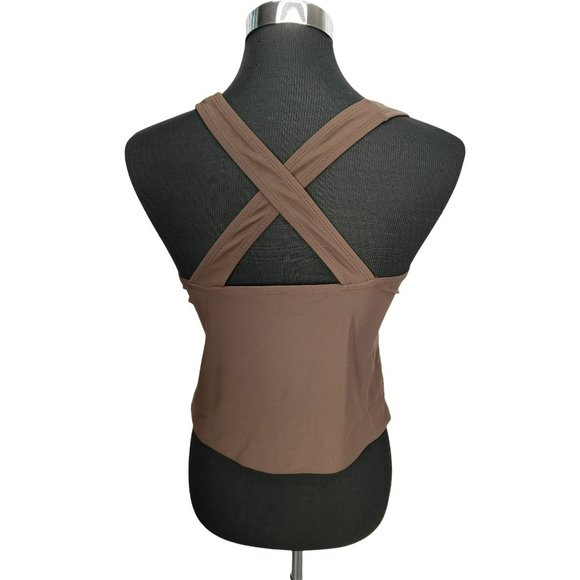 Contour By Beach Scene Brown Studded V-Neck Tankini Swimsuit‎ Top Size 8 - Picture 2 of 11